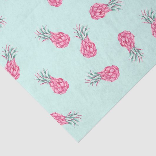 Blauw met roze ananas tissuepapier (Detail)