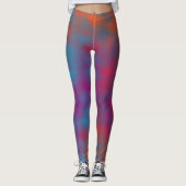 Blauw met roze en oranje stippen leggings (Voorkant)