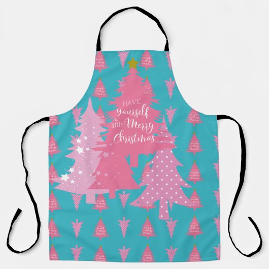 BLAUW MET ROZE KERSTBOMEN SCHORT (Voorkant)