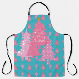 BLAUW MET ROZE KERSTBOOMEN SCHORT
