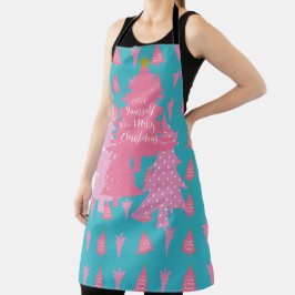 BLAUW MET ROZE KERSTBOOMEN SCHORT