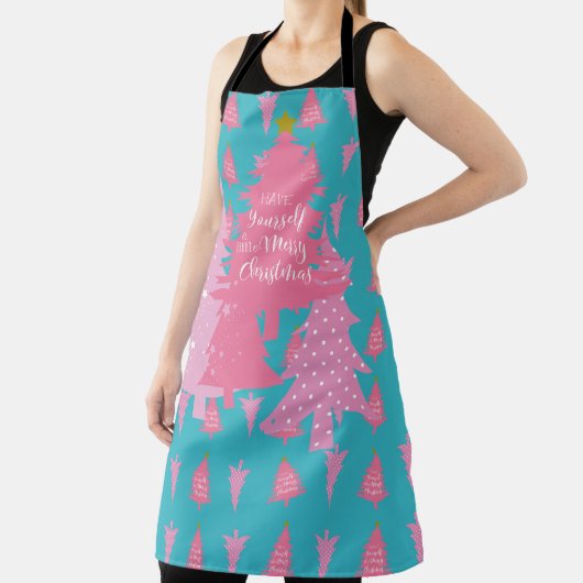 BLAUW MET ROZE KERSTBOOMEN SCHORT (Insitu)