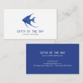 Blauw met rubber gestempelde vis Nautisch thema Visitekaartje (Voorkant / Achterkant)