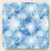 Blauw met sneeuwvlokken Waterverf Stijl Bier Onderzetter (Voorkant)