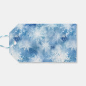 Blauw met sneeuwvlokken Waterverf Stijl Cadeaulabel (Achterkant Horizontaal)