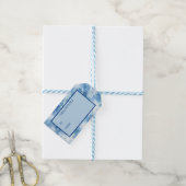 Blauw met sneeuwvlokken Waterverf Stijl Cadeaulabel (Met Touw)