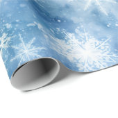 Blauw met sneeuwvlokken Waterverf Stijl Cadeaupapier (Rol Hoek)