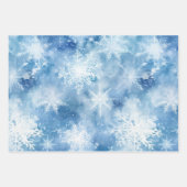 Blauw met sneeuwvlokken Waterverf Stijl Inpakpapier Vel (Voorkant 2)