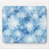 Blauw met sneeuwvlokken Waterverf Stijl Muismat (Voorkant)