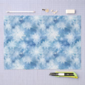 Blauw met sneeuwvlokken Waterverf Stijl Tissuepapier (Craft)