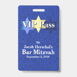 Blauw met Stars Bar Mitzvah VIP Party Badge