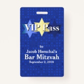 Blauw met Stars Bar Mitzvah VIP Party Badge (Voorkant)