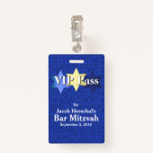 Blauw met Stars Bar Mitzvah VIP Party Badge (Achterkant met clip)