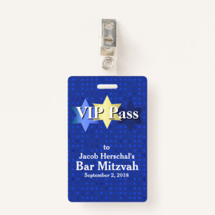 Blauw met Stars Bar Mitzvah VIP Party Badge