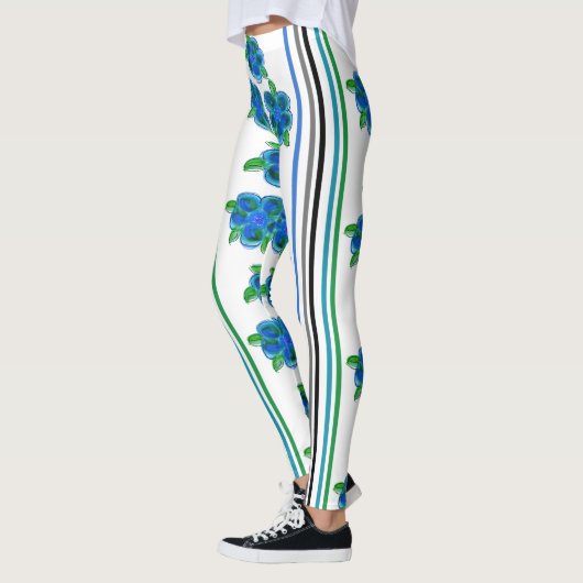 Blauw met strepen leggings (Links)