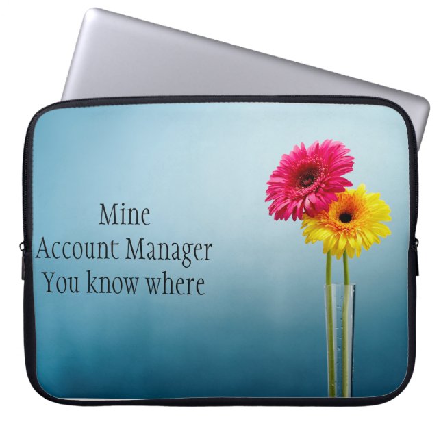 Blauw met twee bloemen op een laptophoes laptop sleeve (Voorkant)