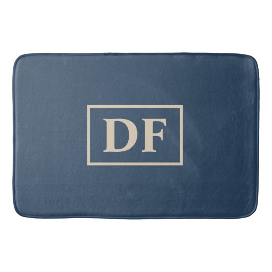 Blauw met Vanilla Initialen Bath Mat (Voorkant)