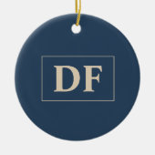 Blauw met Vanilla-Initialen Keramisch Ornament (Voorkant)