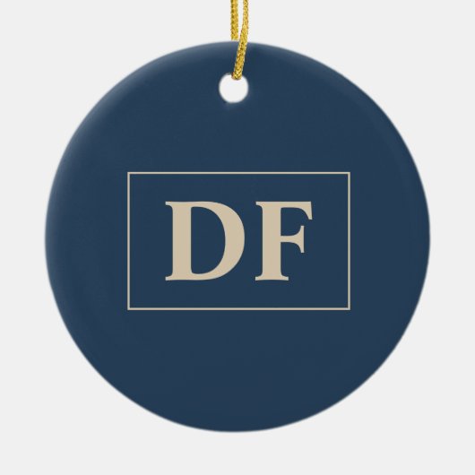 Blauw met Vanilla-Initialen Keramisch Ornament (Voorkant)