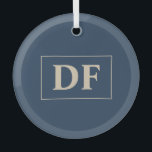 Blauw met vanille Initialen glas Ornament<br><div class="desc">Blauw met Vanilla-Initialen</div>