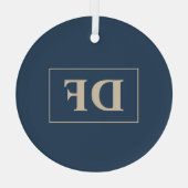 Blauw met vanille Initialen glas Ornament (Achterkant)