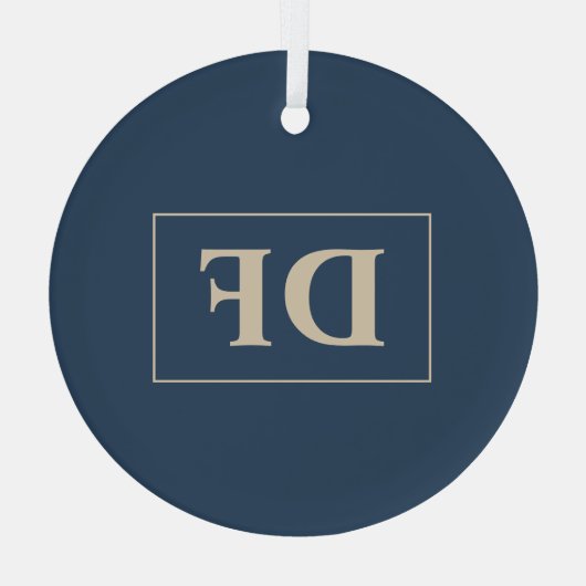 Blauw met vanille Initialen glas Ornament (Achterkant)