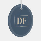 Blauw met vanille Initialen glas Ornament (Voorkant Rechts)