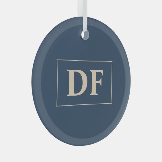 Blauw met vanille Initialen glas Ornament (Voorkant Rechts)