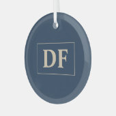 Blauw met vanille Initialen glas Ornament (Voorkant links)