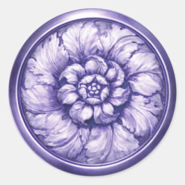 Blauw met Vintage Barok Reliëflook Ronde Sticker