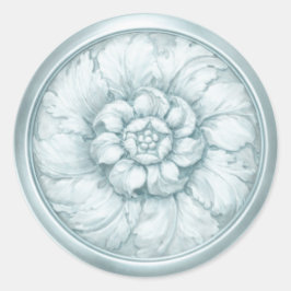 Blauw met Vintage Barokgepresteerde Uiterlijk Ronde Sticker