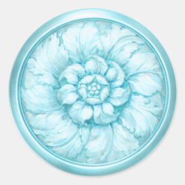 Blauw met Vintage Barokgepresteerde Uiterlijk Ronde Sticker