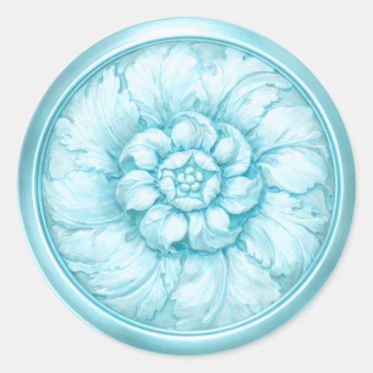 Blauw met Vintage Barokgepresteerde Uiterlijk Ronde Sticker (Voorkant)