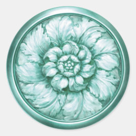 Blauw met Vintage Barokgepresteerde Uiterlijk Ronde Sticker