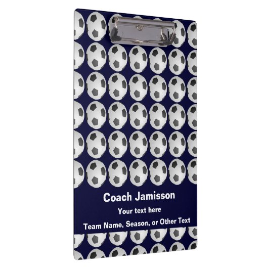Blauw met Voetbal Patroon voor Coach, Naam, Klembord (Rechts)