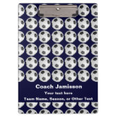 Blauw met Voetbal Patroon voor Coach, Naam, Klembord (Voorkant)