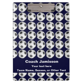 Blauw met Voetbal Patroon voor Coach, Naam, Klembord