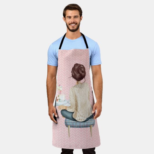 BLAUW MET VROUWENKRUK EN STAPEL BOEKEN SCHORT (Gedragen)