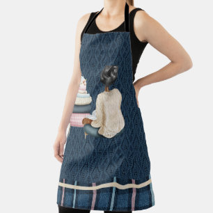 BLAUW MET VROUWENKRUK EN STAPEL BOEKEN SCHORT