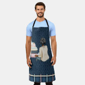 BLAUW MET VROUWENKRUK EN STAPEL BOEKEN SCHORT (Gedragen)