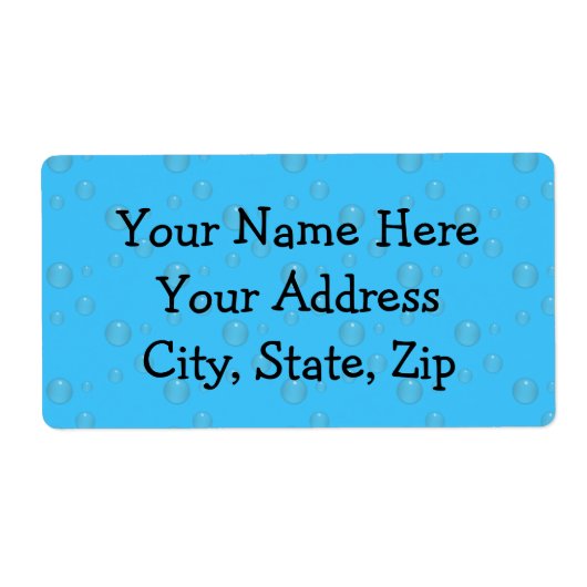 Blauw met waterbellen etiket (Voorkant)