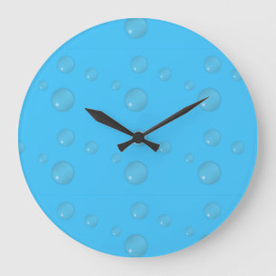 Blauw met waterbellen grote klok