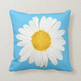 Blauw met White Daisy Trendy Reversible Pattern Kussen