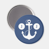 Blauw met wit ankermonogram magneet (Voorkant / Achterkant)