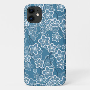 Blauw met wit, blauw, bloemen, bloemig, rustiek, f Case-Mate iPhone case