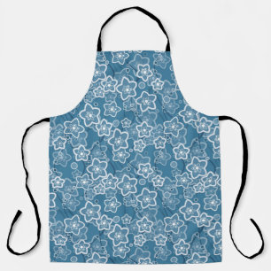Blauw met wit, blauw, bloemen, bloemig, rustiek, f schort
