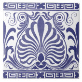  blauw met wit grieks friespatroon tegeltje (Voorkant)