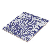  blauw met wit grieks friespatroon tegeltje (Zijkant)