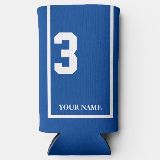 Blauw met Wit Paard 3 Zadeldoek Custom Seltzer Blikjeskoeler (Voorkant)