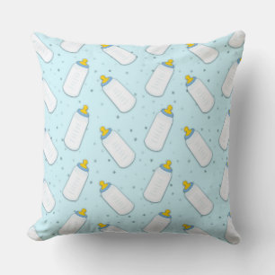 BLAUW MET WITTE BABY FLESSEN & GELE STERREN KUSSEN